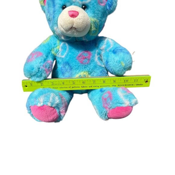 Build A Bear Sitting Blue Hippie Peace Plush Stuffed Support Pet Toy BFF Retro - Picture 16 of 16